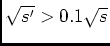 $\sqrt{s'}>0.1 \sqrt{s}$
