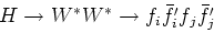 $H \rightarrow W^* W^* \rightarrow
f_i\bar{f'_i}f_j\bar{f'_j}$