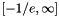 $[-1/e,\infty]$
